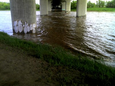 Elsterbrücke Hartmannsdorf der BAB 38 -Untersicht bei Hochwasser- im Juni 2013