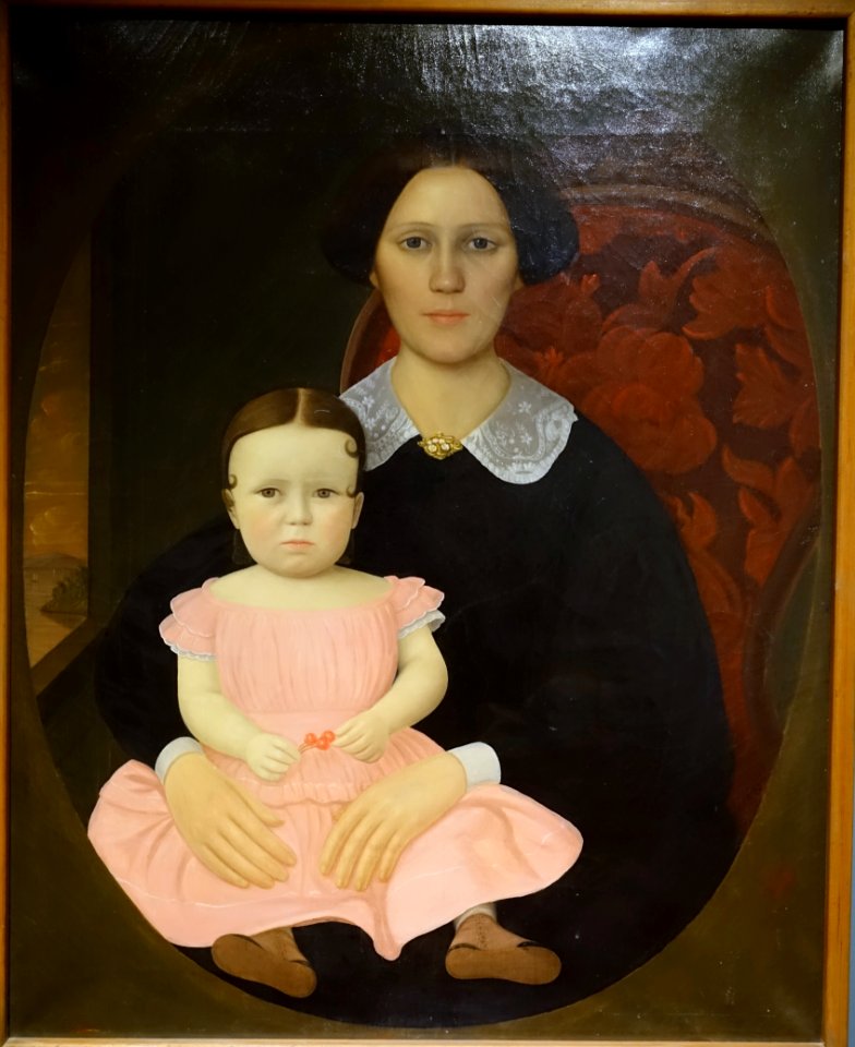 Eliza Dennison Wiggin and Child, by Alfred J. Wiggin, 1836, oil on canvas - Cape Ann Museum - Gloucester, MA - DSC01037