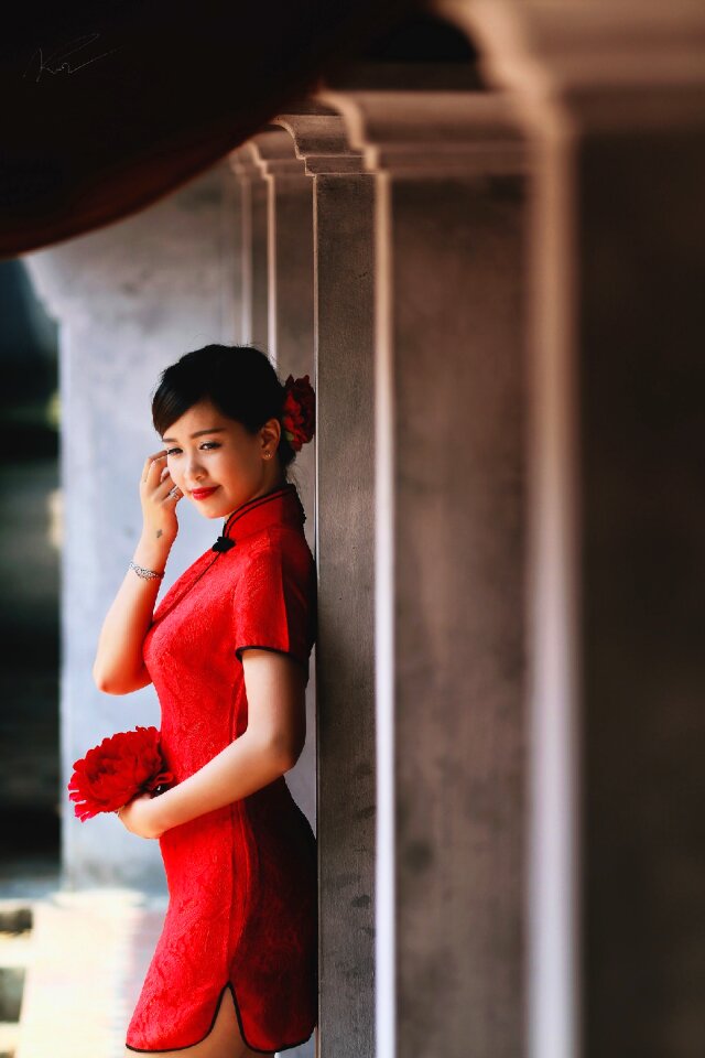 Young lady red