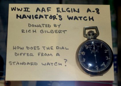 Elgin A-8 Aircraft Navigator's Watch, World War II - Oregon Air and Space Museum - Eugene, Oregon - DSC09886