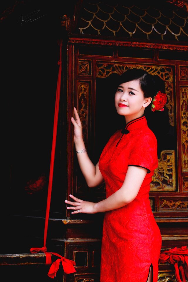Young lady red