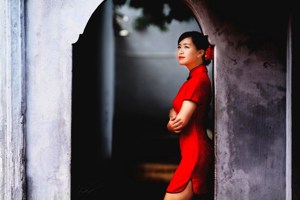 Young lady red