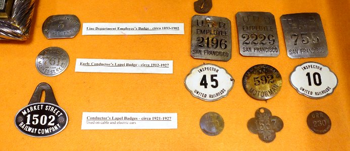 Employee badges - San Francisco Cable Car Museum - San Francisco, CA - DSC04029