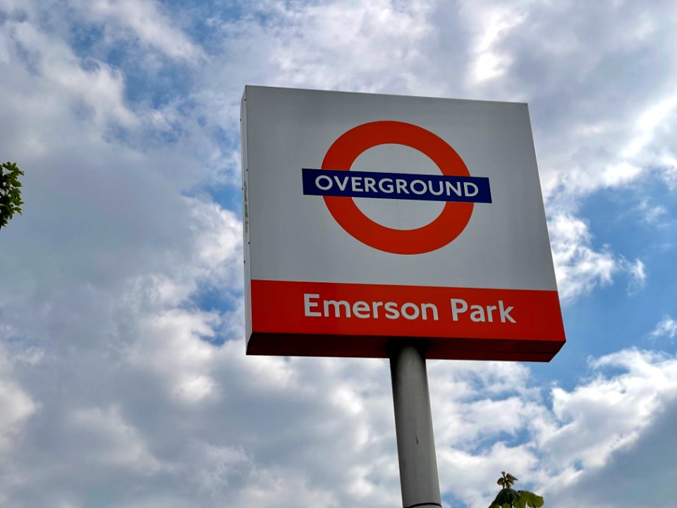 Emerson Park station sign, 2021