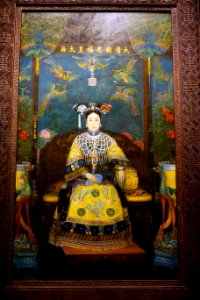 Empress Dowager Cixi by Katherine A. Carl, view 2, China, 1903 AD, oil on canvas, camphor wood frame - Peabody Essex Museum - DSC08060