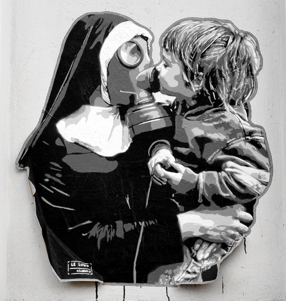 Mural spray graffiti wall