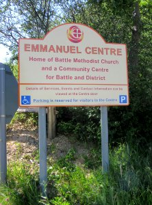 Emmanuel Centre (Battle Methodist Church new building), Harrier Lane, Battle (June 2015) (Signboard)
