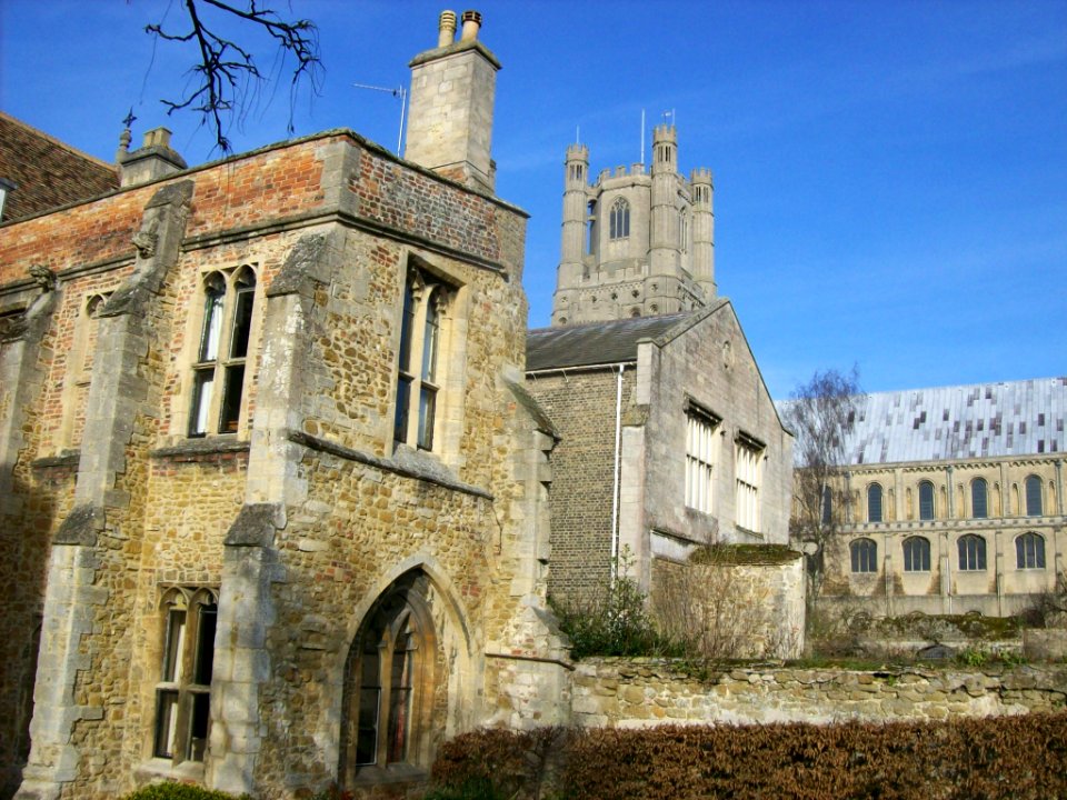 Ely cathedral with school buildings in foreground