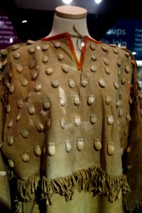 Elk-teeth dress, view 1, Sioux or Lakota peoples, late 19th to early 20th century, hide, glass, teeth, bone, cotton - Fernbank Museum of Natural History - DSC00121
