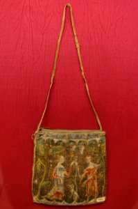 Embroidered purse, France, mid 14th century AD - Cinquantenaire Museum - Brussels, Belgium - DSC08798