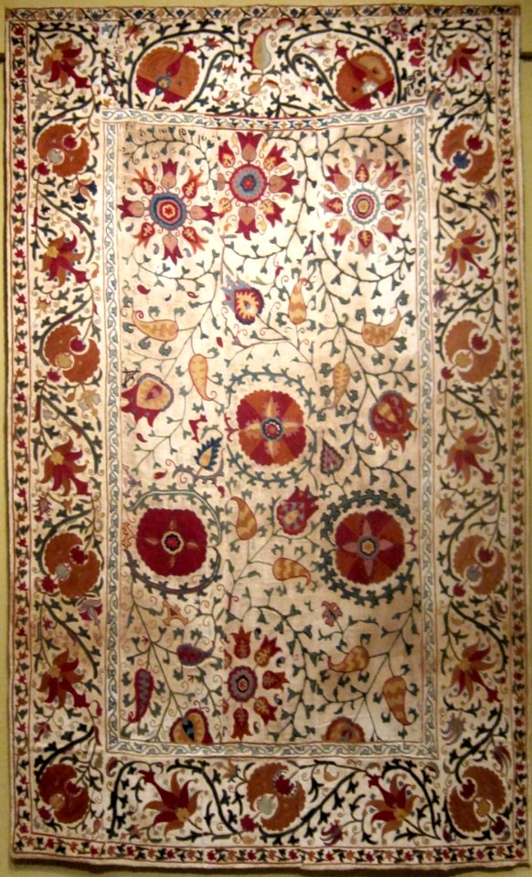 Embroidered hanging or cover, central asia, late 19th or early 20th century, cotton, silk thread, HAA