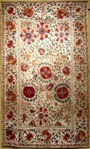 Embroidered hanging or cover, central asia, late 19th or early 20th century, cotton, silk thread, HAA