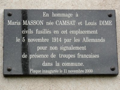 Emberménil (M-et-M) plaque fusillés 5 nov 1914