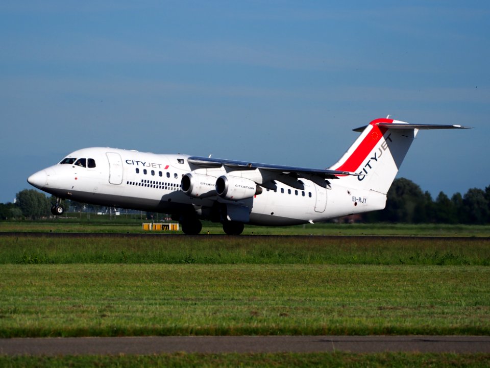 EI-RJY Cityjet British Aerospace Avro RJ85 takeoff from Schiphol (AMS - EHAM), The Netherlands, 11june2014, pic-1