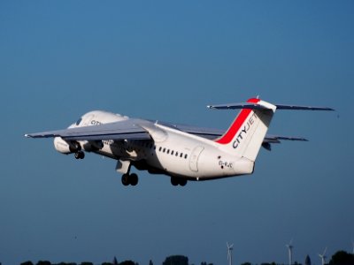 EI-RJC Cityjet British Aerospace Avro RJ85 takeoff from Schiphol (AMS - EHAM), The Netherlands, 11june2014, pic-3 photo