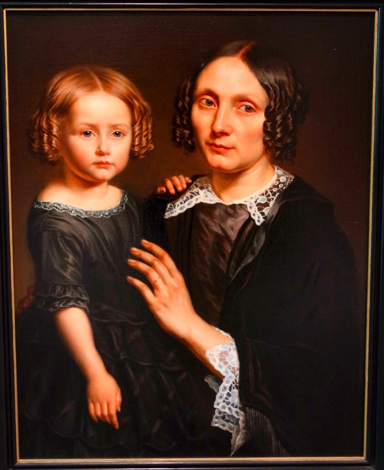 Elisabeth Victoire Louise Genie and her daughter Florida Van Diest, by Pierre Joseph Steger, c. 1855 - Museum M - Leuven, Belgium - DSC05263