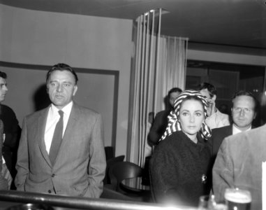 Elizabeth Taylor en Richard Burton in Nederland, aan de bar in Hotel Huis ter Du, Bestanddeelnr 917-6852 photo