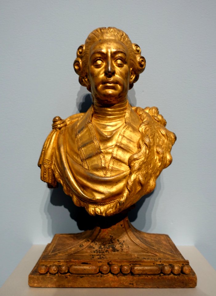 Elector Maximilian III Joseph of Bavaria, by Roman Anton Boos, Munich, c. 1777, gilt lead, wooden socle - Germanisches Nationalmuseum - Nuremberg, Germany - DSC03817