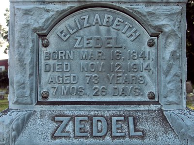 Elizabeth Zedel Monument, St. Paul’s Lutheran Cemetery (Mount Oliver), 2015-08-23, 02