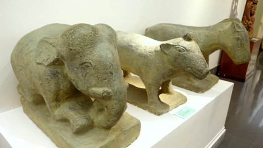 Elephant, rhino, and horse, Le Loi mausoleum, Thanh Hoa province, 1433 AD, stone - Vietnam National Museum of Fine Arts - Hanoi, Vietnam - DSC04853