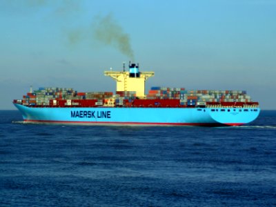 Eleonora Maersk pC 9321500, leaving Port of Rotterdam, Holland 25-Jan-2007