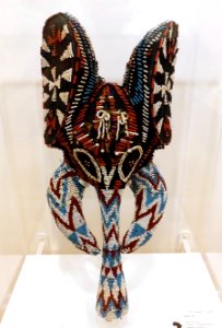 Elephant cap mask, Bamileke people, Southern Grassfields region, western Cameroon, mid 20th century AD, cotton fabric, glass beads - Krannert Art Museum, UIUC - DSC06161
