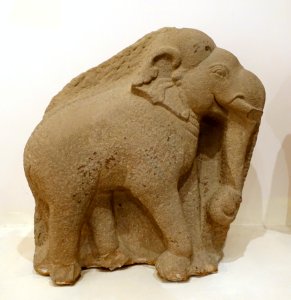Elephant, Champa sculpture, Quang Nam province, 7th-8th century AD, stone - Vietnam National Museum of Fine Arts - Hanoi, Vietnam - DSC04787