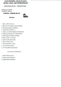 Elecciones municipales en España 2019 ABADIÑO EH Bildu