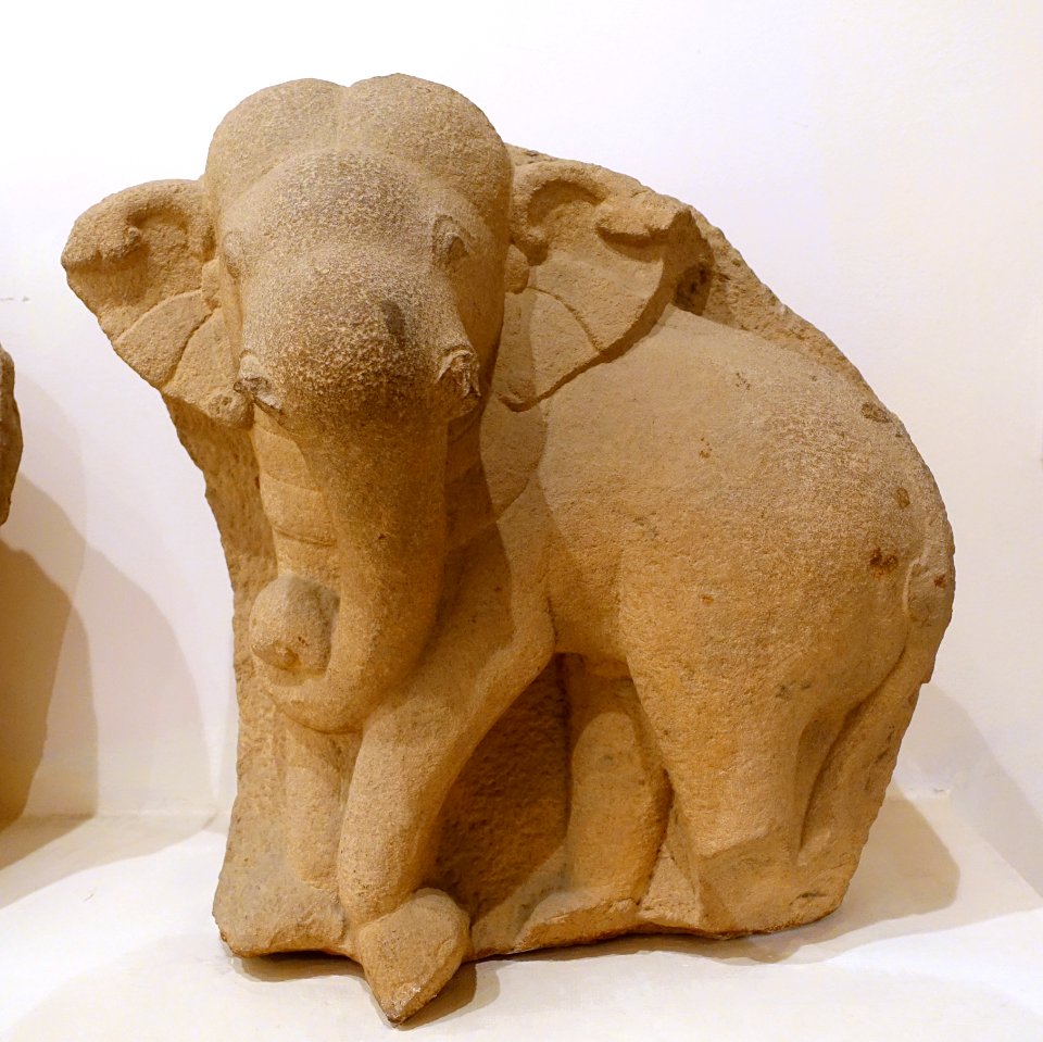 Elephant, Champa sculpture, Quang Nam province, 7th-8th century AD, stone - Vietnam National Museum of Fine Arts - Hanoi, Vietnam - DSC04784