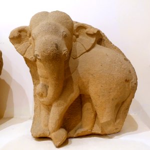 Elephant, Champa sculpture, Quang Nam province, 7th-8th century AD, stone - Vietnam National Museum of Fine Arts - Hanoi, Vietnam - DSC04784
