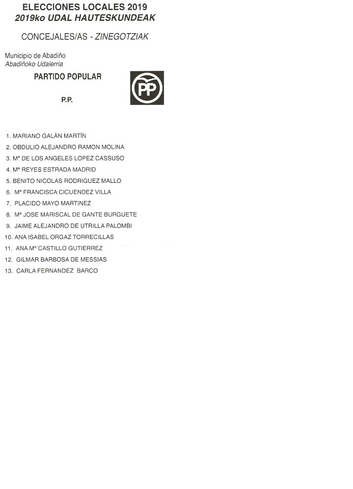 Elecciones municipales en España 2019 ABADIÑO PP