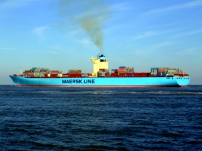 Eleonora Maersk p9 9321500, leaving Port of Rotterdam, Holland 25-Jan-2007