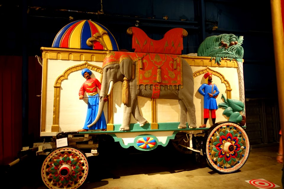 Elephant Bandwagon, Sells-Floto & Buffalo Bill's Wild West, Hagenbeck-Wallace Circus, c. 1906, wood and iron - Circus Museum - John and Mable Ringling Museum of Art - Sarasota, FL - DSC00414