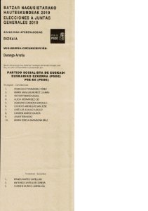 Elecciones a Juntas Generales de Bizkaia en España 2019 Durango-Arratia PSE-EE
