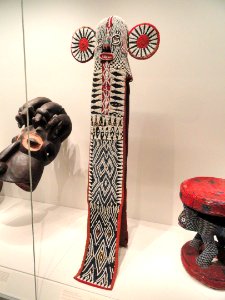 Elephant Mask (center), early 1900s, Equatorial Africa, Cameroon, Bamileke people, cotton, fibers, leather, glass beads - Cleveland Museum of Art - DSC08743