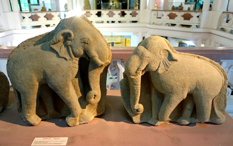 Elephants from temple base, Cham, Quang Nam province, mid 10th century, sandstone - National Museum of Vietnamese History - Hanoi, Vietnam - DSC05725