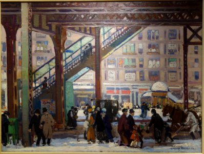 Elevated, Columbus Avenue, New York, by Gifford Beal, 1916, oil on canvas - New Britain Museum of American Art - DSC09612