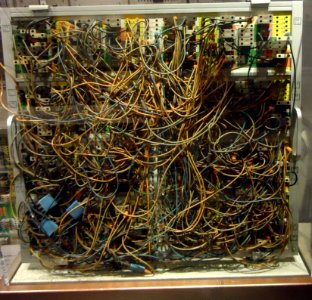 EAI 580 analog computer plugboard at CHM photo