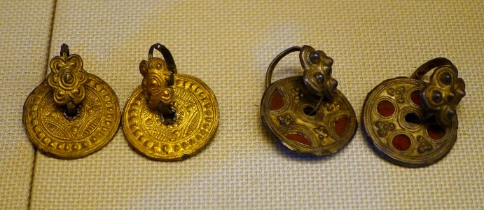 Ear decorations, Yi people, China, Qing dynasty, 1644-1911 AD, silver - Sichuan Provincial Museum - Chengdu, China - DSC04683