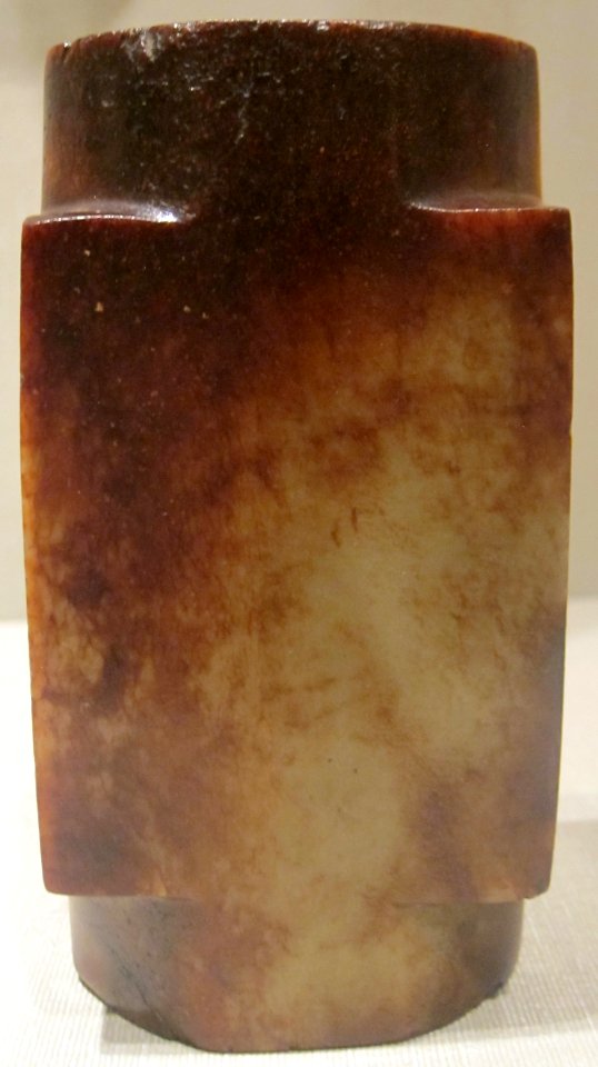 Earth symbol (cong) from China, Shang dynasty, c. 1500-1028 BCE, nephrite, HAA