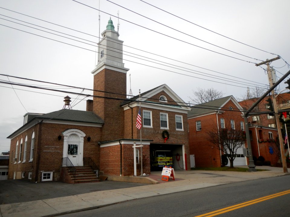 Eastchester NY Fire HQ Main St cloudy jeh