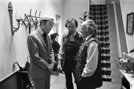 Eddy Constantine bij opname voor Nederlandse film Geen paniek, v.l.n.r. Eddy C, Bestanddeelnr 925-7959