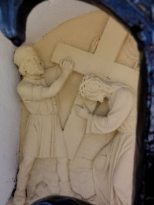 Echt (Limburg, NL) detail kruiswegstatie in kruiswegpark bij kapel O.L.Vrouw van Schilberg