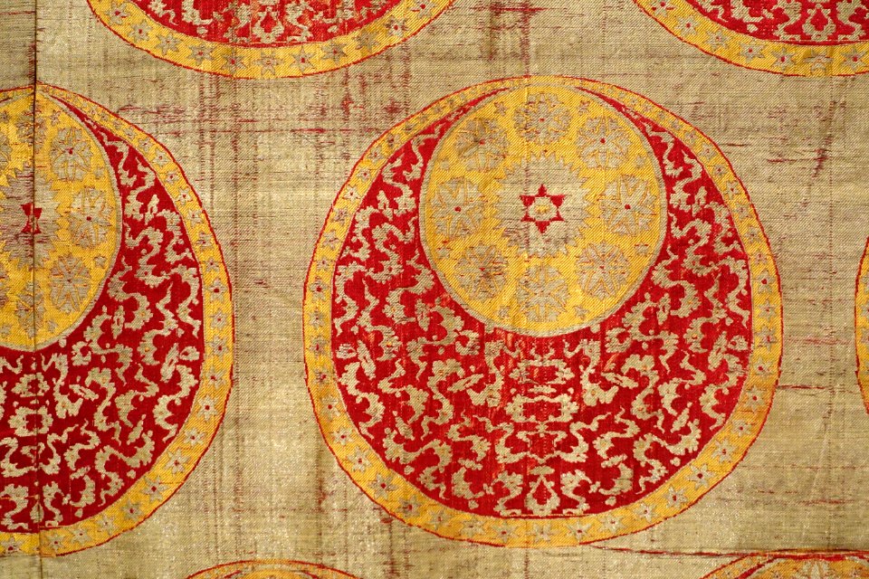 Ecclesiastical garment (probably), likely Christian Armenian, New Julfa, near Isfahan, mid 1600s AD, Ottoman Turkish and Safavid silk fabrics, view 3 - Textile Museum, George Washington University - DSC09618