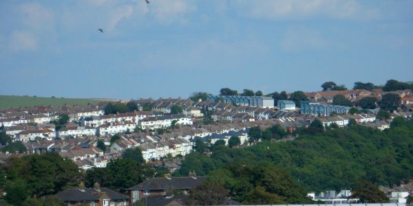 East-Northeastward view from Howard Place, Brighton (August 2013)