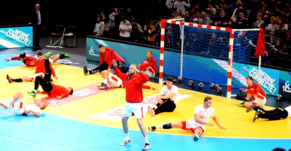 Echauffement de l'équipe du Danemark 20160110-002-20160110