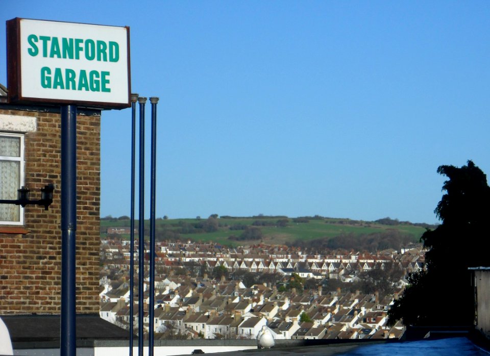 East-Northeastward view from Stanford Garage, Stanford Road, Prestonville, Brighton (December 2013)
