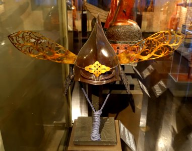 Eboshi kabuto, Japan, early Edo period, 1600s AD, iron, lacquer, gold, silk - The Ann and Gabriel Barbier-Mueller Museum - DSC05598