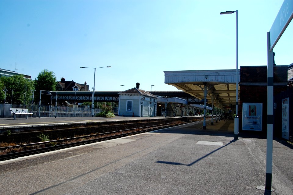 Eastward view from Platform 3 at Hove Railway Station (May 2019)