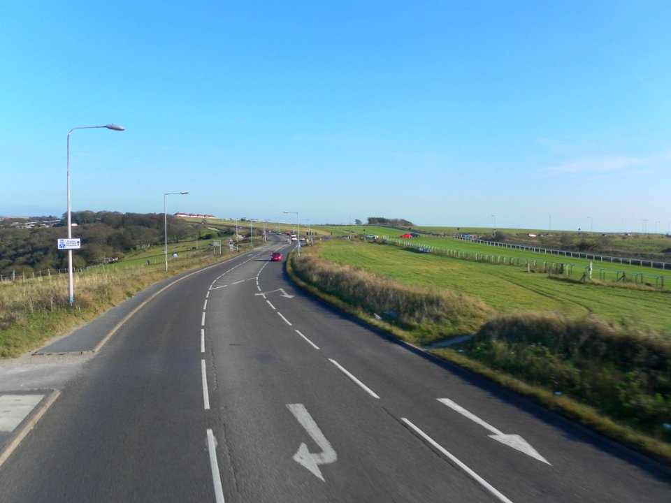 Eastward view along Warren Road next to Brighton Racecourse (October 2011)